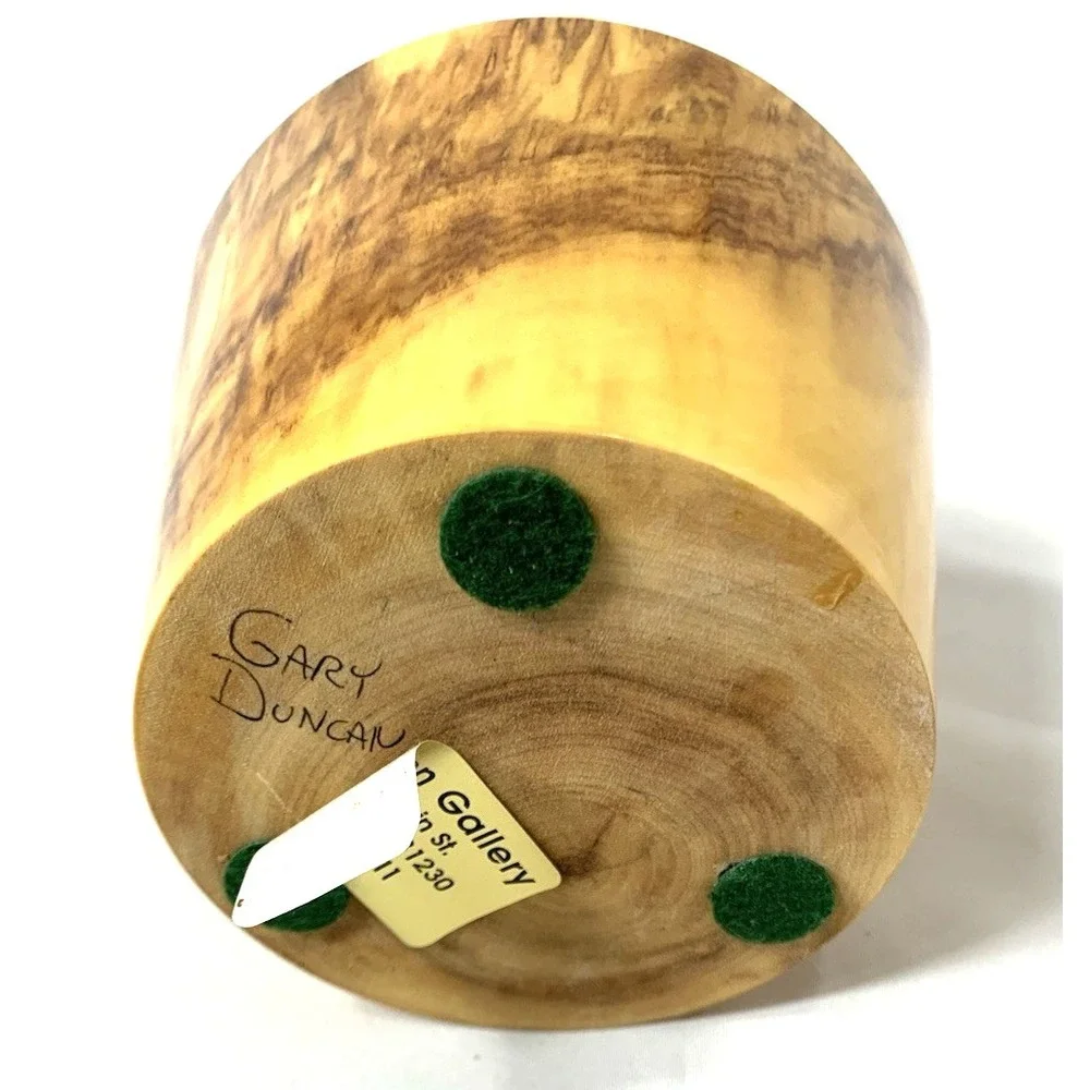 Artisan Signed Aspen Wood Vase Colorado Made USA Hand Turned Gary Duncan‎
